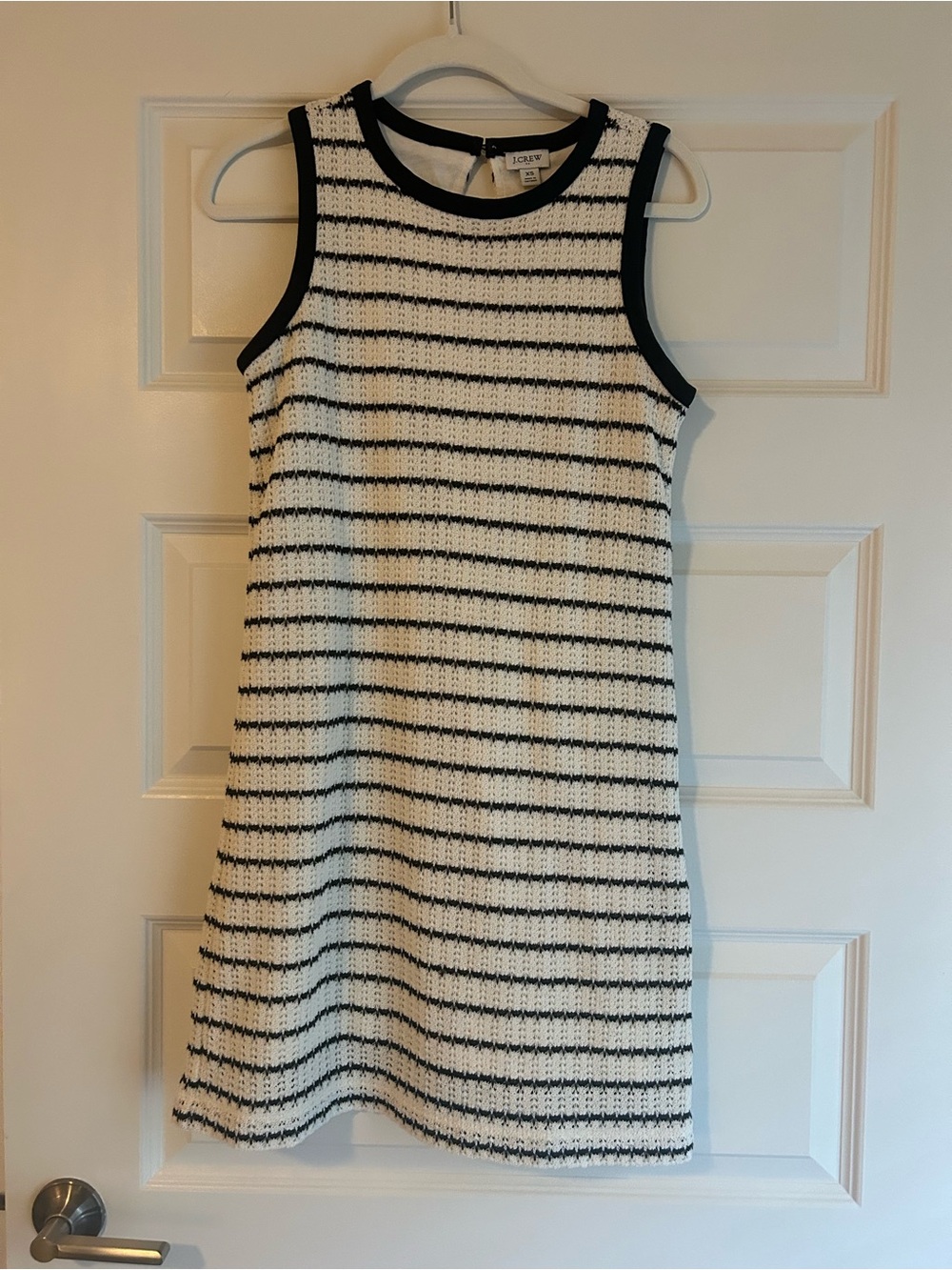 J.Crew Factory - Sleeveless Crochet Knit Mini Dress - Black/White Stripes